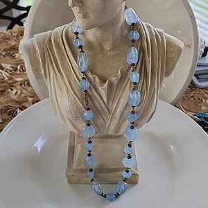 Lavender Blue Vintage Chunky Bubble Necklace and Earring Set
